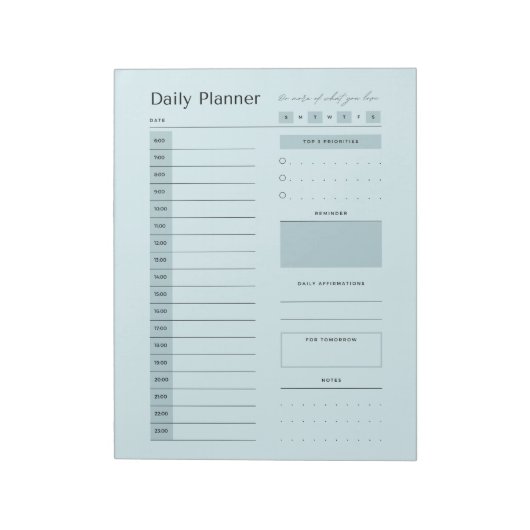 Daily Plananner Minimal Blue Notizblock (Rotiert)