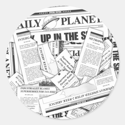 Daily Planet Pattern - White Runder Aufkleber (Vorderseite)