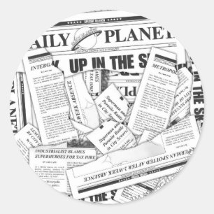 Daily Planet Pattern - White Runder Aufkleber