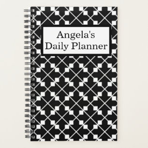 "Daily Planner" Diagonal Abstrakt Black & White Planer