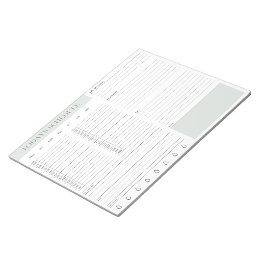Daily Schedule Planning Notepad - Mint Notizblock (angewinkelt)