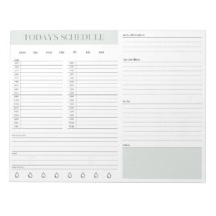 Daily Schedule Planning Notepad - Mint Notizblock
