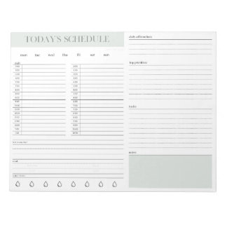 Daily Schedule Planning Notepad - Mint Notizblock
