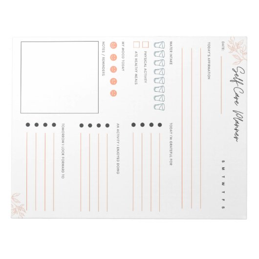 Daily Self-Care Notepad Notizblock (Vorderseite)