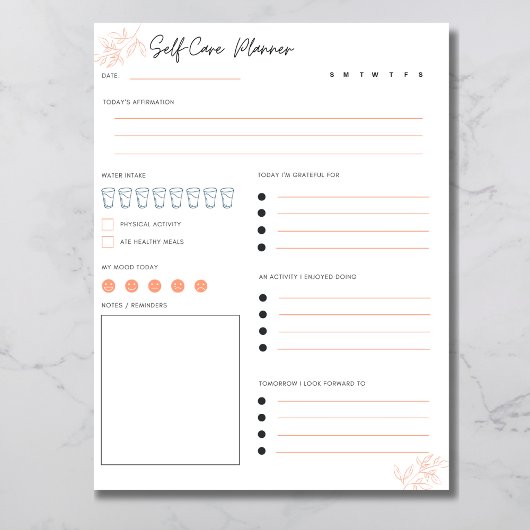 Daily Self-Care Notepad Notizblock