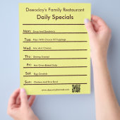 Daily Specials Restaurant Flyer With QR Code Yello (Hand)