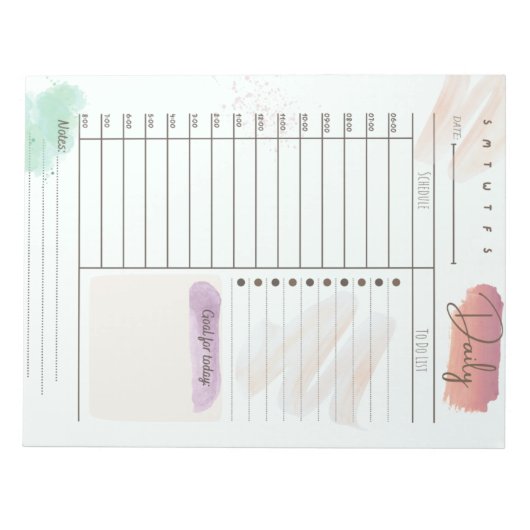 Daily To Do Notepad Notizblock (Vorderseite)