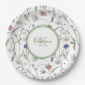 Dainted Wild Blume personalisiert Pappteller (Vorderseite)