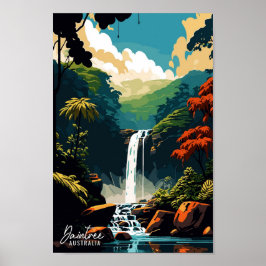 Daintree Australia Art Vintage Travel Illustration Poster