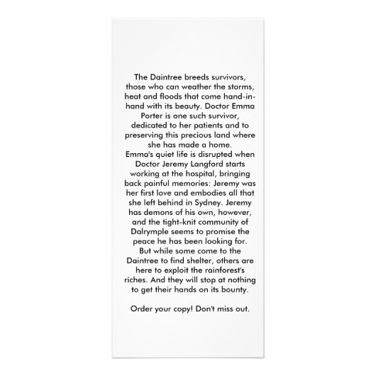 Daintree Gestell-Karte Werbekarte (Hinten)