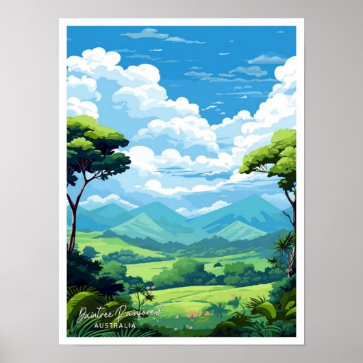 Daintree Rainforest Australia Vintage Illustration Poster (Vorne)
