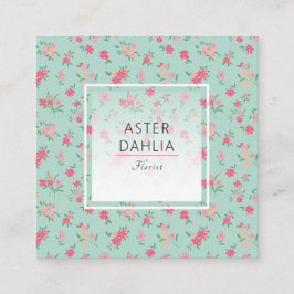 Dainty Aquamarin Pink Tiny Blume Quadratische Visitenkarte