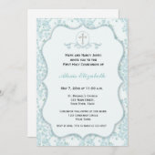 Dainty Blue Floral Religious Einladung (Vorne/Hinten)