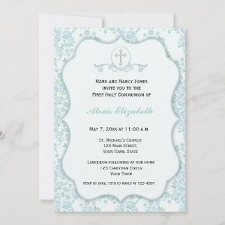Dainty Blue Floral Religious Einladung