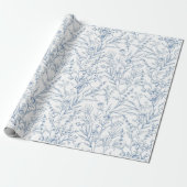 Dainty Blue French Toile Floral Wrapping Paper Geschenkpapier (Ungerollt)