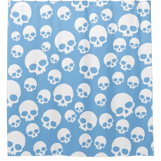 Dainty Blue Random Skulls Muster Duschvorhang (Vorderseite)