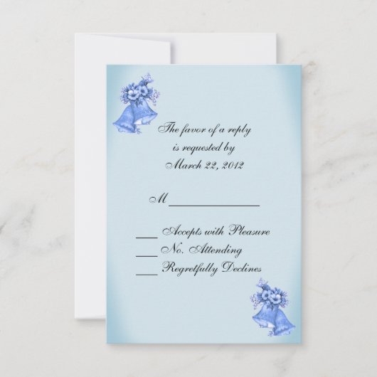 Dainty Blue Wedding Bells UAWG RSVP Karte (Vorderseite)