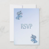 Dainty Blue Wedding Bells UAWG with Entrees RSVP Karte (Rückseite)