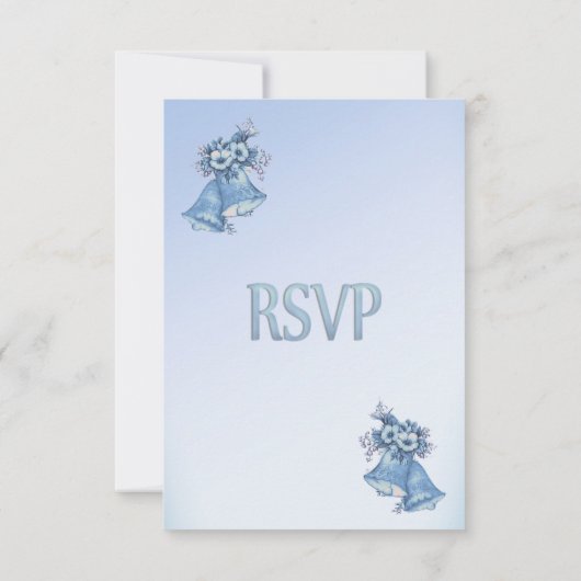 Dainty Blue Wedding Bells UAWG with Entrees RSVP Karte (Rückseite)