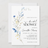 Dainty Blue Wild Blume Simple Navy Brautparty Einladung (Vorderseite)