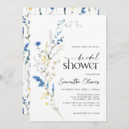 Dainty Blue Wild Blume Simple Navy Brautparty Einladung