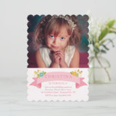 Dainty Blume Foto Einladung (Stehend Vorderseite)