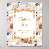 Dainty Blush Blume und Goldwedelzeichen Poster (Vorne)