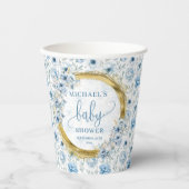 Dainty Boho Dusty Blue Gold Baby Shooting Paper Cu Pappbecher (Vorderseite)