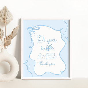 Dainty Bow handgezeichnete Blue-Wineller-Tombola Poster