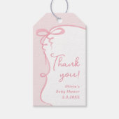Dainty Bow wavy pink minimale Mädchen danke Geschenkanhänger (Vorderseite)