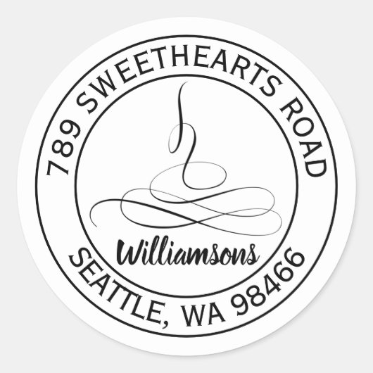 Dainty Calligraphy Wedding Round Address Sticker (Vorderseite)