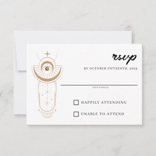 Dainty Celestial Wedding RSVP Karte (Vorderseite)