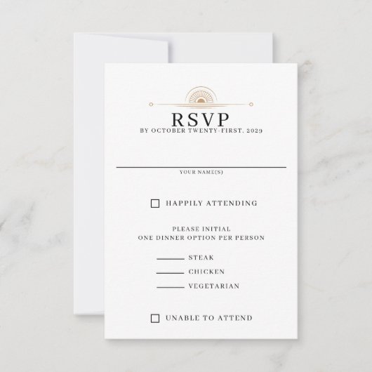Dainty Celestial Wedding RSVP Karte (Vorderseite)