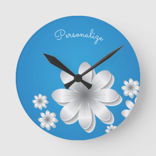 Dainty & Chic White Blume Runde Wanduhr