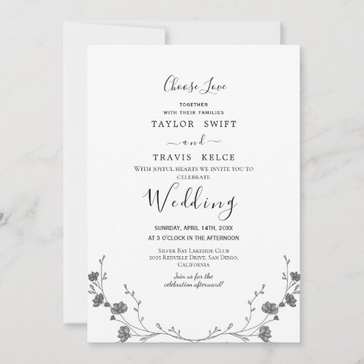 Dainty Choose Liebe Wedding Einladung (Vorderseite)