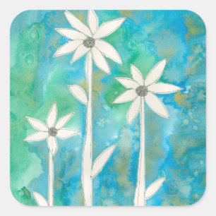 Dainty Daisies I Quadratischer Aufkleber