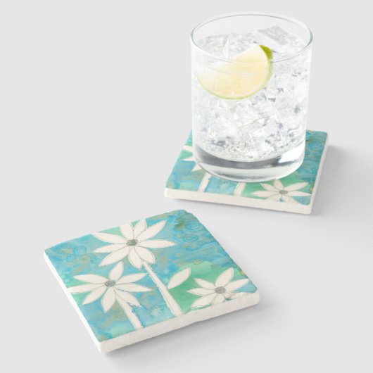 Dainty Daisies II Steinuntersetzer (Seitenansicht)