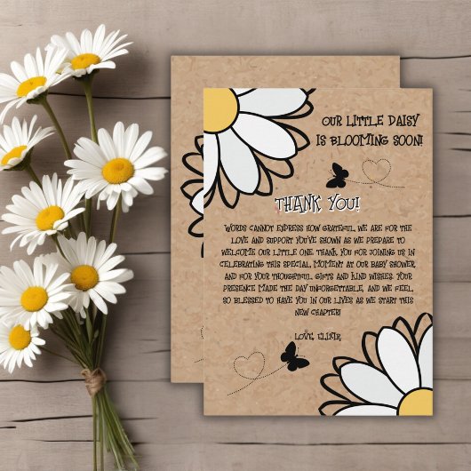 Dainty Daisy Minimalistisch Craft Babydusche Dankeskarte