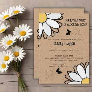 Dainty Daisy Minimalistisch Craft Babydusche Einladung