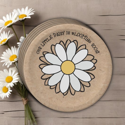 Dainty Daisy Minimalistisch Craft Babydusche Pappteller