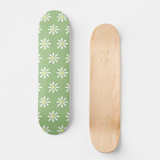 Dainty Daisy Skateboard (Sage Green & White) (Vorderseite)