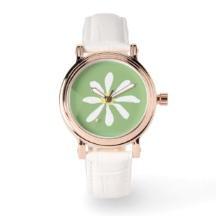 Dainty Daisy Watch (Sage Green & White) Armbanduhr