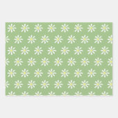 Dainty Daisy Wrapping Paper (Sage Green & White) Geschenkpapier Set (Vorderseite 2)