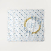 Dainty dusty Blue Blumen Gold Baby Dusche Banner Wandteppich (Vorderseite (Horizontal))