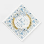Dainty dusty Blue Blüten Gold Baby Duschwinden Serviette (Ecke)