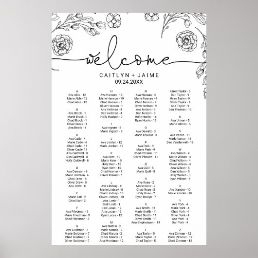 Dainty Elegance Alphabetisches Seekarte Poster (Vorne)