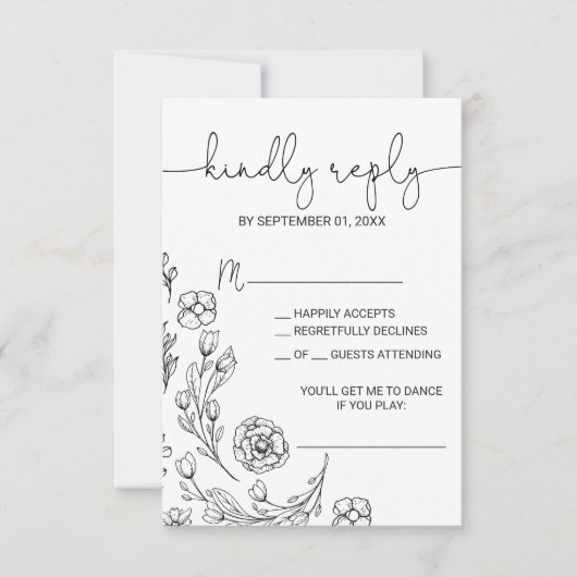 Dainty Elegance Song Request RSVP Card Karte (Vorderseite)