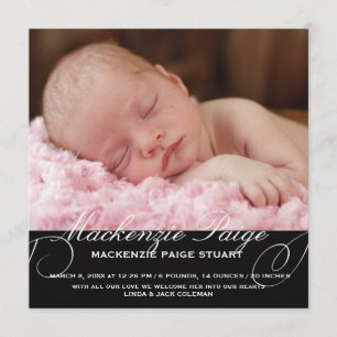 Dainty Etching Foto Geburtsankündigung Ankündigung