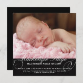 Dainty Etching Foto Geburtsankündigung Ankündigung (Vorne/Hinten)