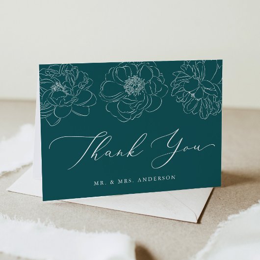 Dainty Floral Aquamarin Wedding Dankeskarte